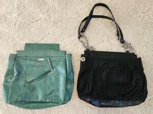 Miche Leah Black Chain Purse Includes 1 Green Shell Shoulder Bag Tote